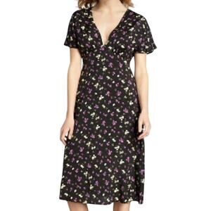 ModCloth Take the Plunge Midnight Floral Midi Dress Dark Fairy Grunge Large